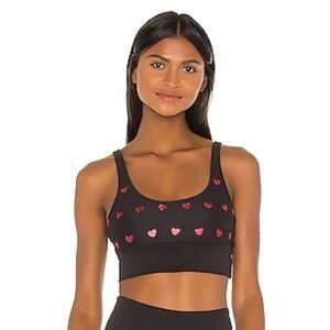 BEACH RIOT Sparkle Heart Leah Sports Bra in Black ❤️ SIZE S/M